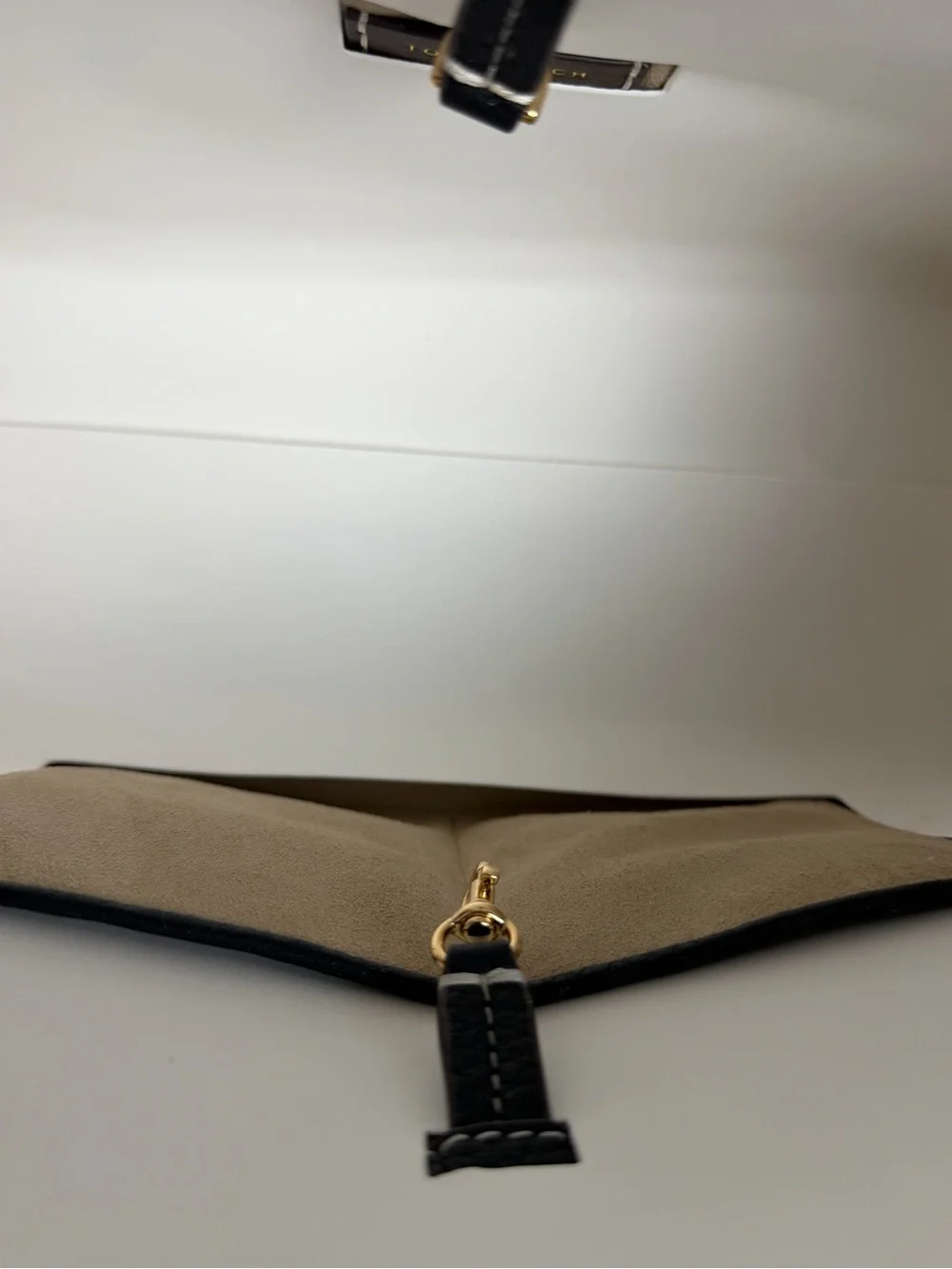 Tory Burch Black Leather Tote with Brown Trim